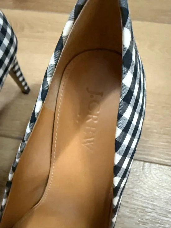 J crew Classic Black & White Gingham Pointed-Toe Pumps - Picture 2 of 5